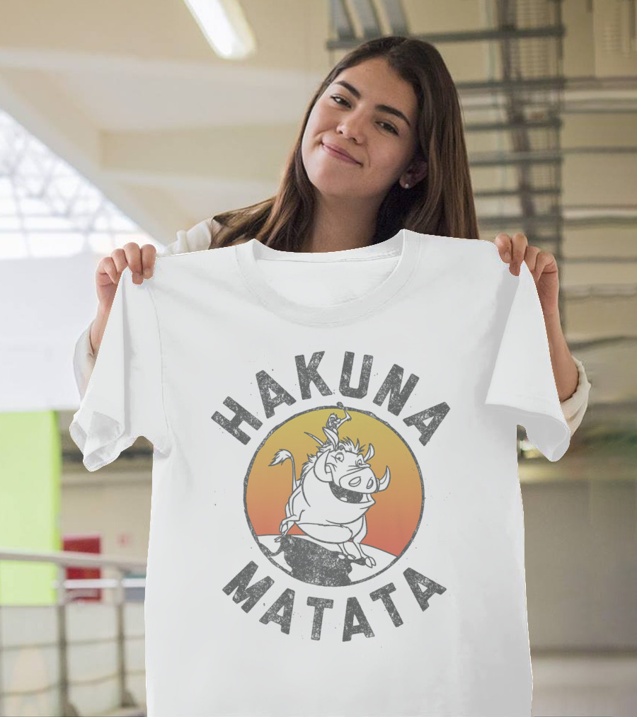Hakuna Matata Disney Lion King Timon Pumba Silhouette Sunset T-Shirt