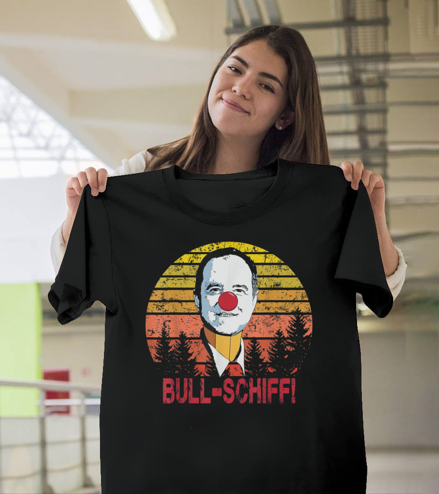 Bull Schiff Shifty Adam Schiff Clown Red Nose Sunset Forest T-Shirt