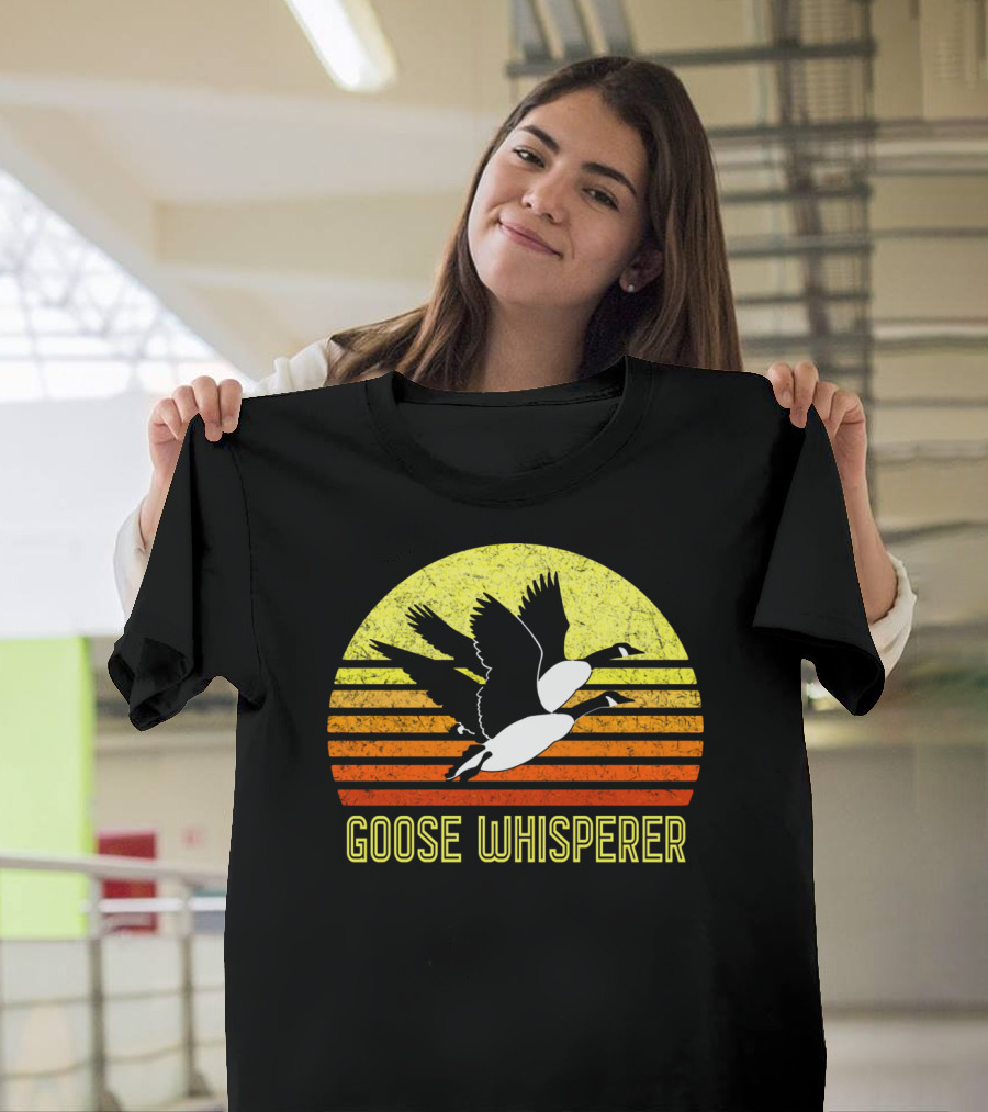 Goose Whisperer Canada Waterfowl Hunting Sunset Bird T-Shirt