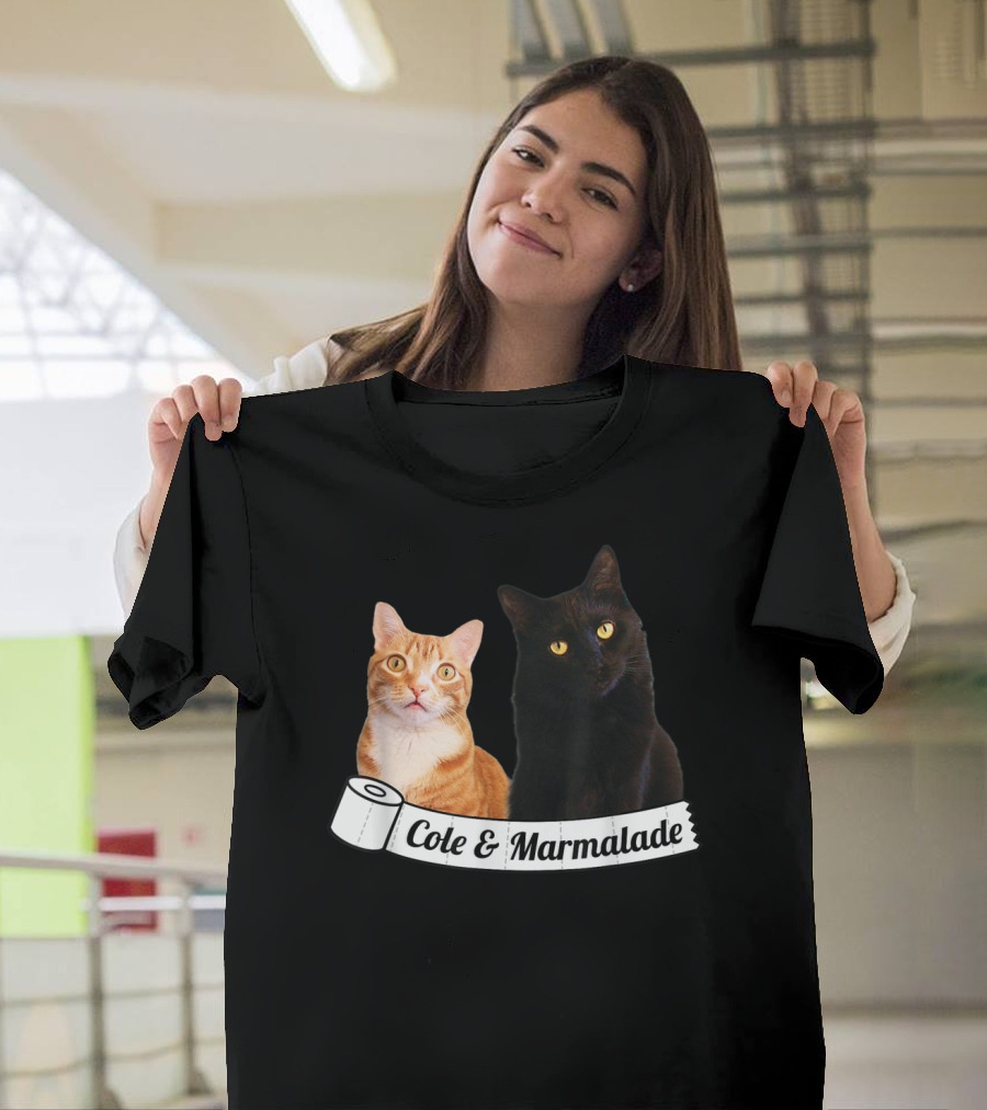 Cole and Marmalade Cats with Toilet Paper Banner T-Shirt