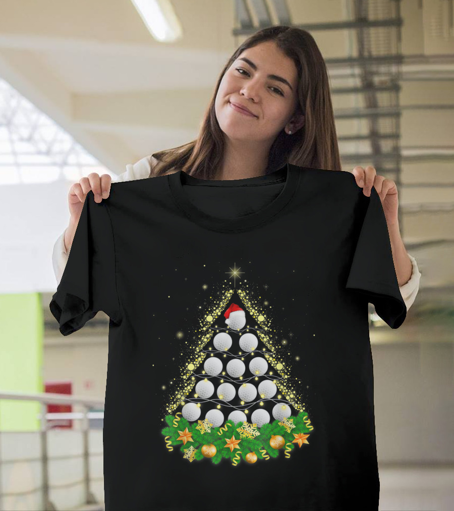 Funny Golf Christmas Tree Light Ornament Decor Santa Hat baubles T-Shirt