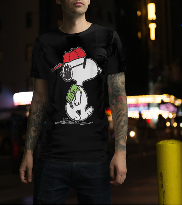 Peanuts Snoopy Joe Cool Red Hat Green Backpack T-Shirt