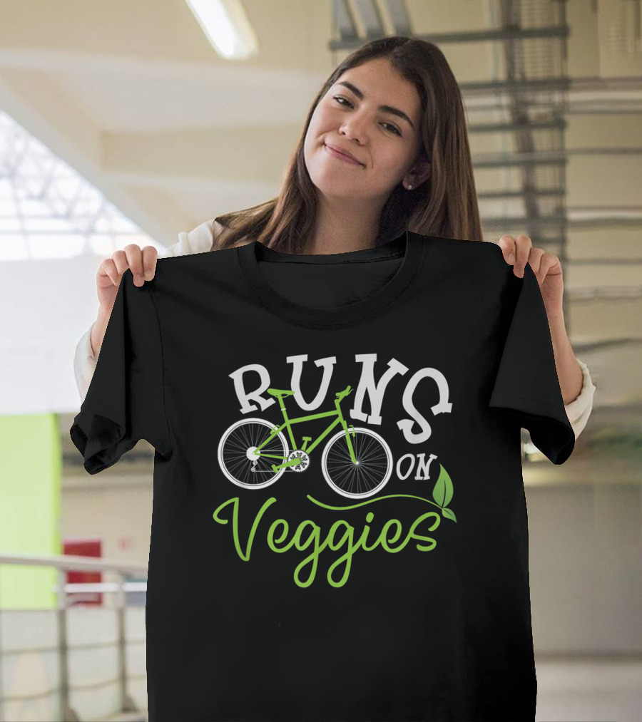 Runs On Veggies Bike and Leaf T-Shirt