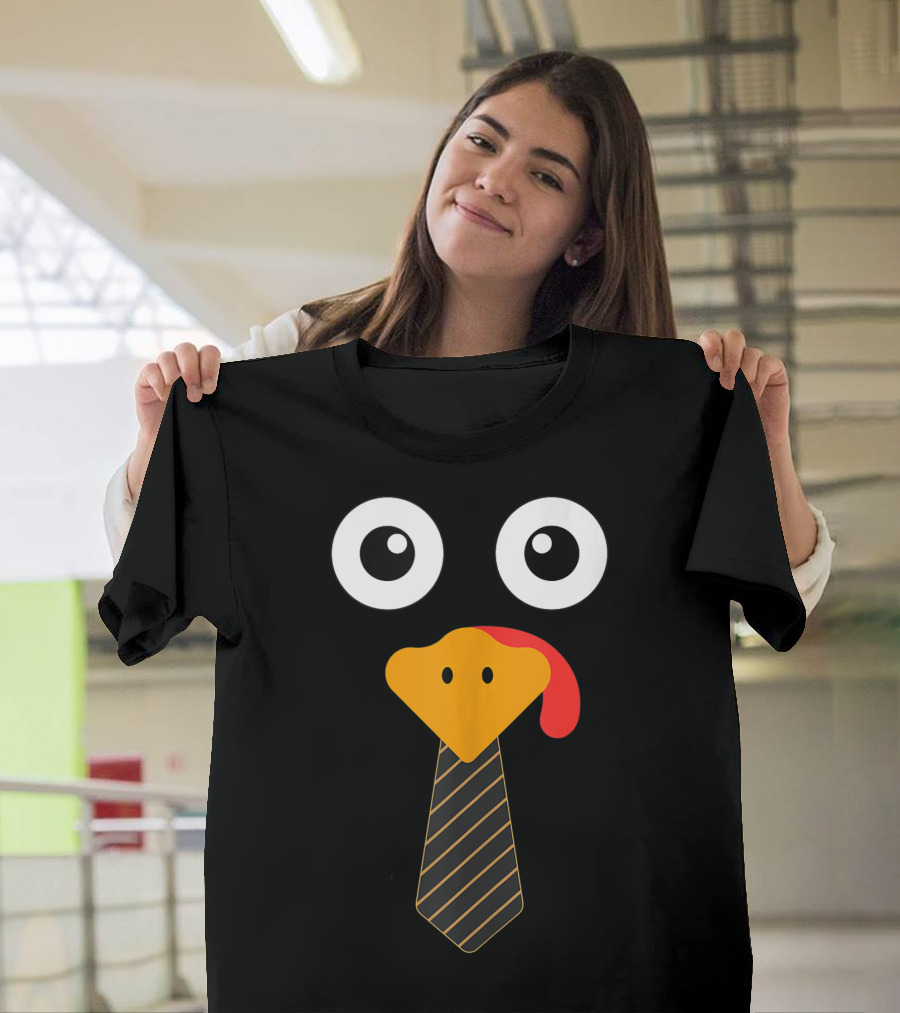 Turkey Face Boss With Tie Pilgrim Trot Running T-Shirt