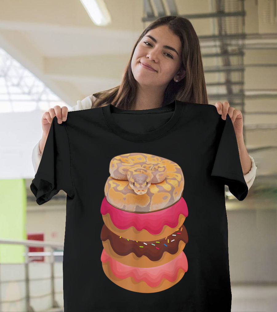Ball Python Snakes on Colorful Donuts Stack T-Shirt