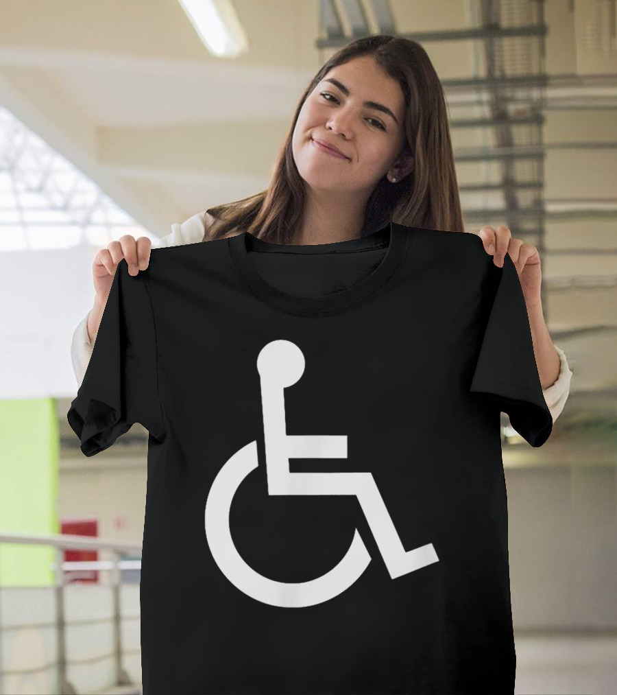Classic Wheelchair Symbol in Blue and White T-Shirt