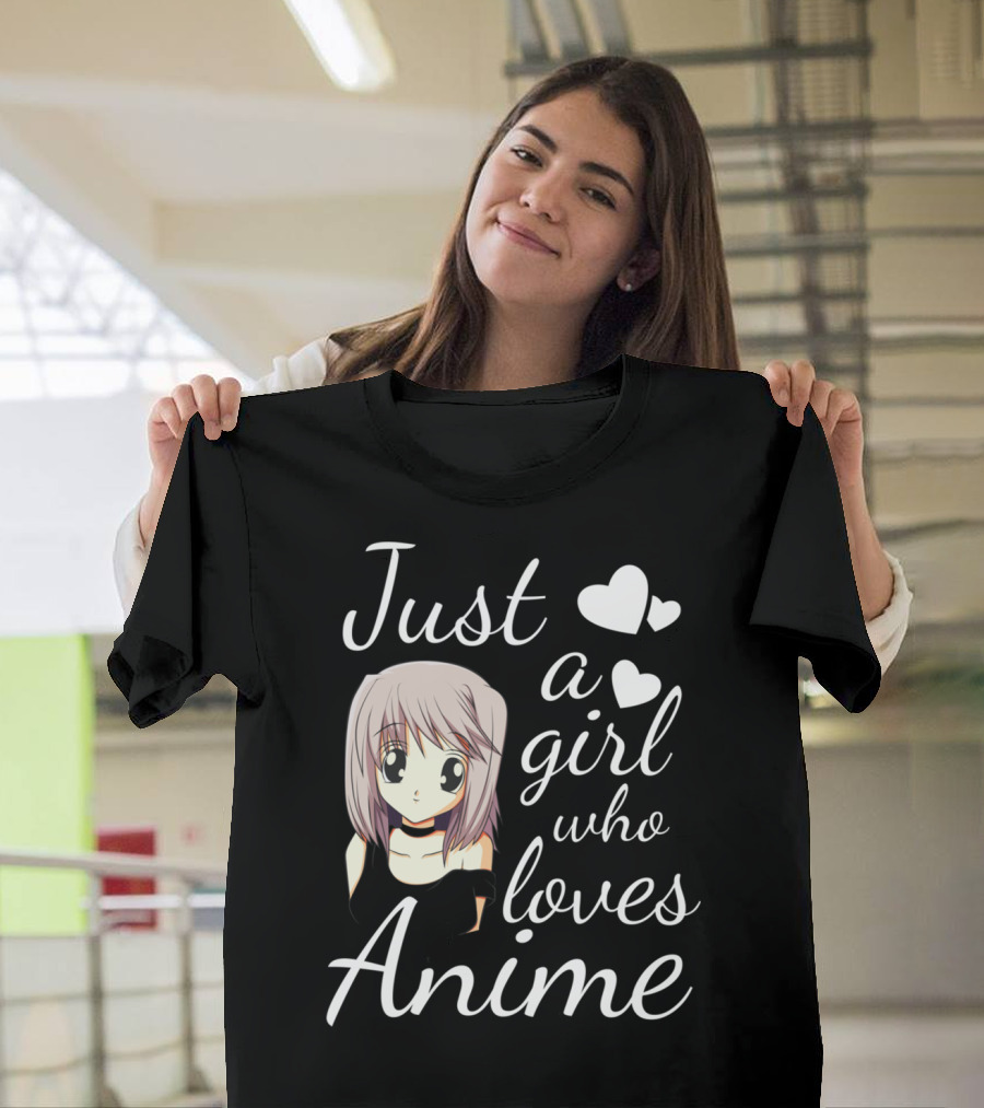 Just a Girl Who Loves Anime with Hearts and Anime Character T-Shirt