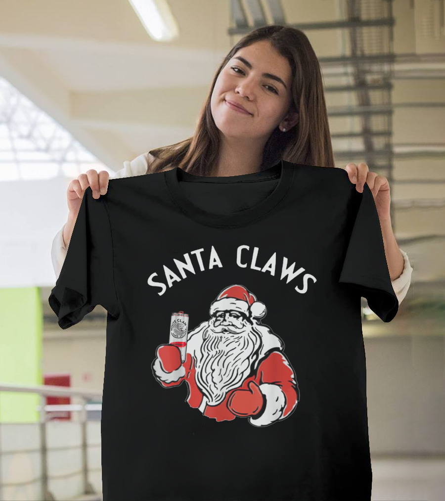 Santa Claws Holding White Claw Can T-Shirt