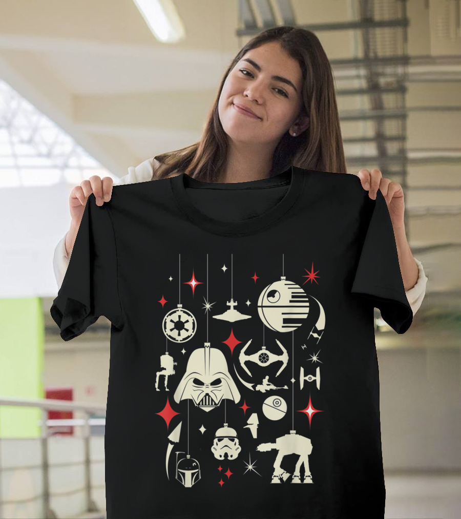 Star Wars Galactic Empire Darth Vader Stormtrooper Death Star AT-AT TIE Fighter Ornaments Holiday T-Shirt