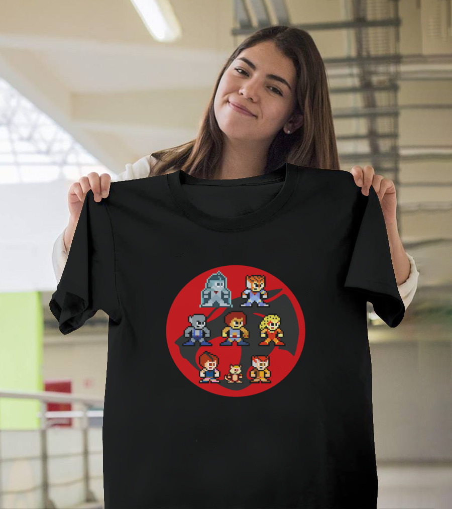 8 Bit ThunderCats Characters Inside Red Circle T-Shirt