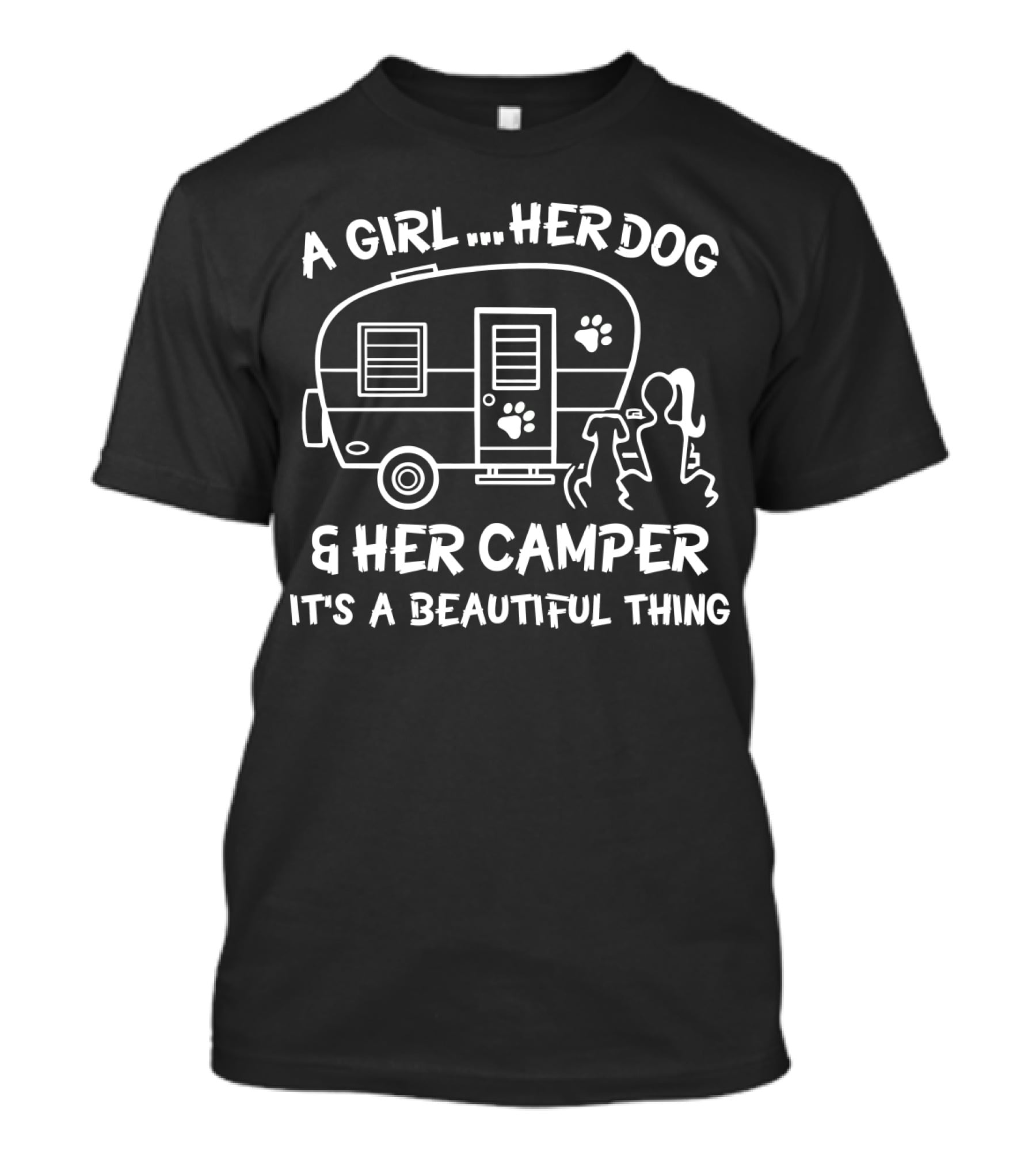 A Girl Her Dog And Her Camper It's A Beautiful Thing T-Shirt