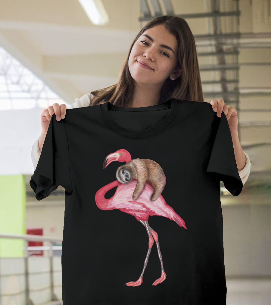 Sloth Riding Flamingo T-Shirt
