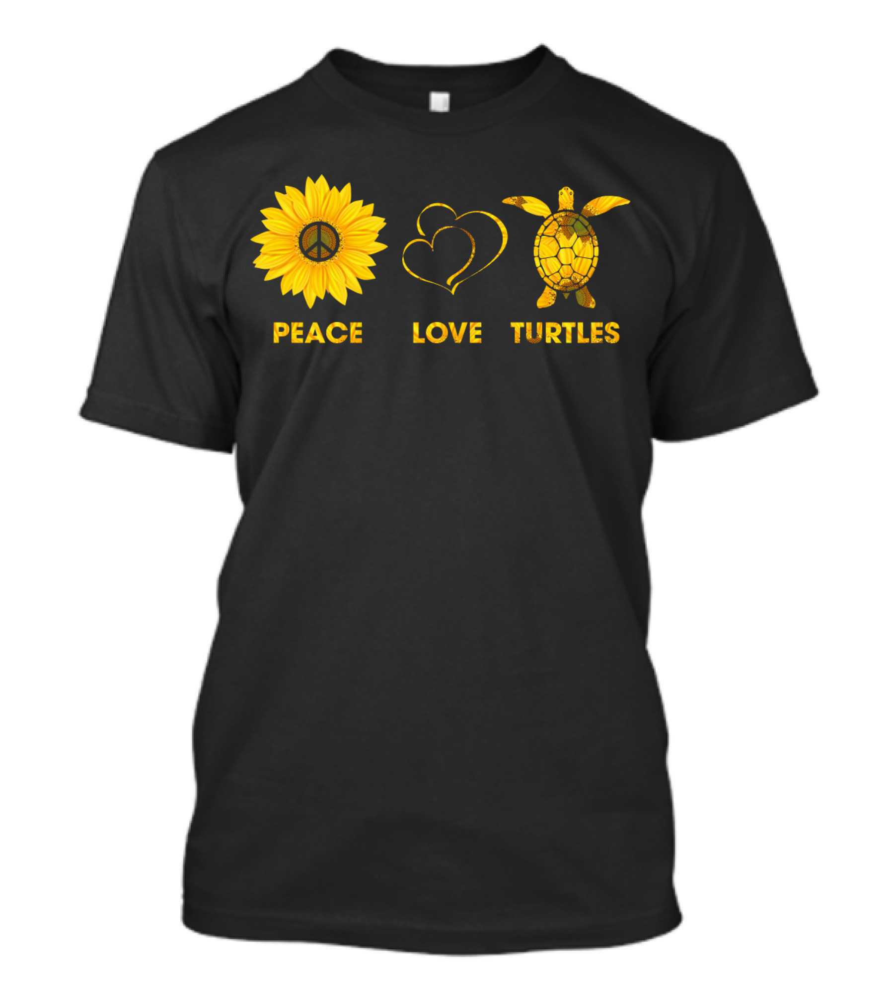 Peace Love Turtles Sunflower Heart Turtle T-Shirt