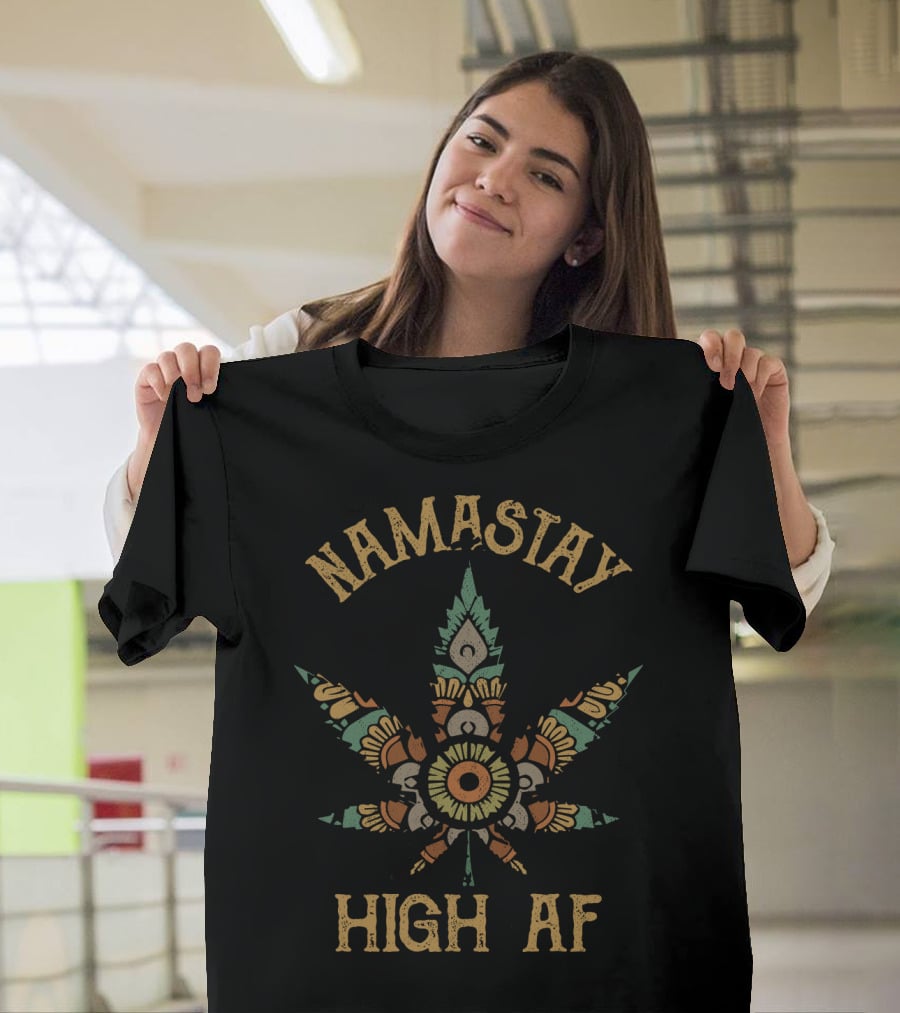 Namastay High AF Cannabis Mandala Leaf T-Shirt
