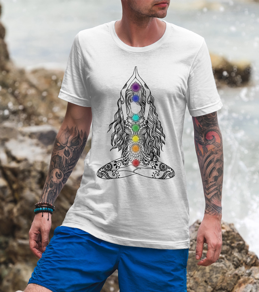 Yoga Chakra Meditation Mandala Colorful Pose T-Shirt