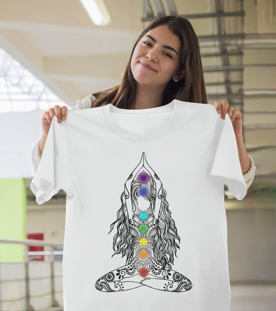 Yoga Chakra Meditation Mandala Colorful Pose T-Shirt