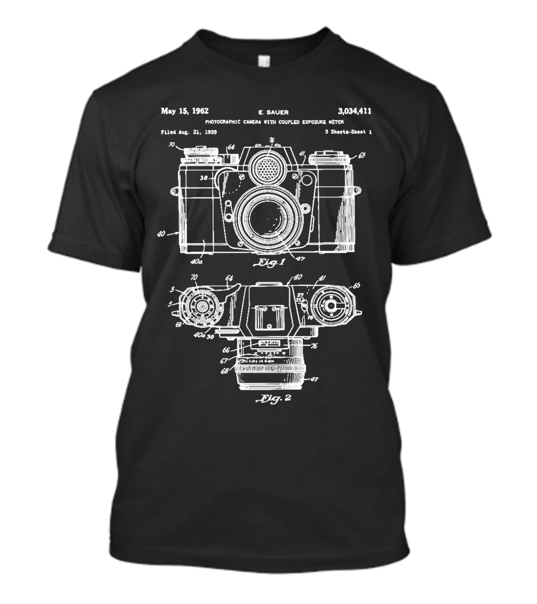 Photography Photographic Camera Patent May 15 1962 E Sauer T-Shirt