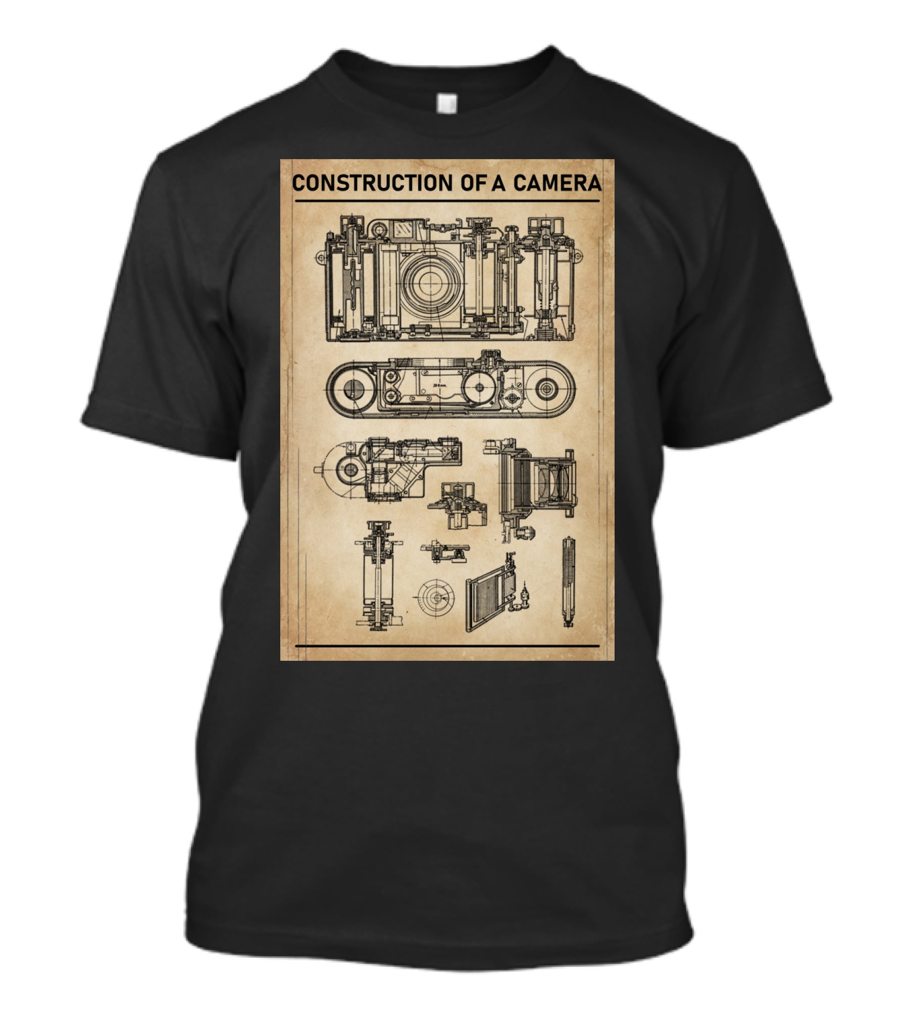 Construction Of A Camera Blueprint Diagram T-Shirt