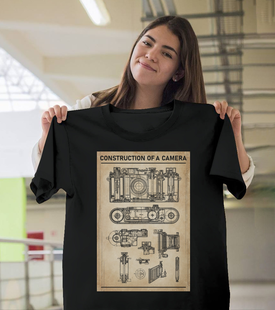 Construction Of A Camera Blueprint Diagram T-Shirt