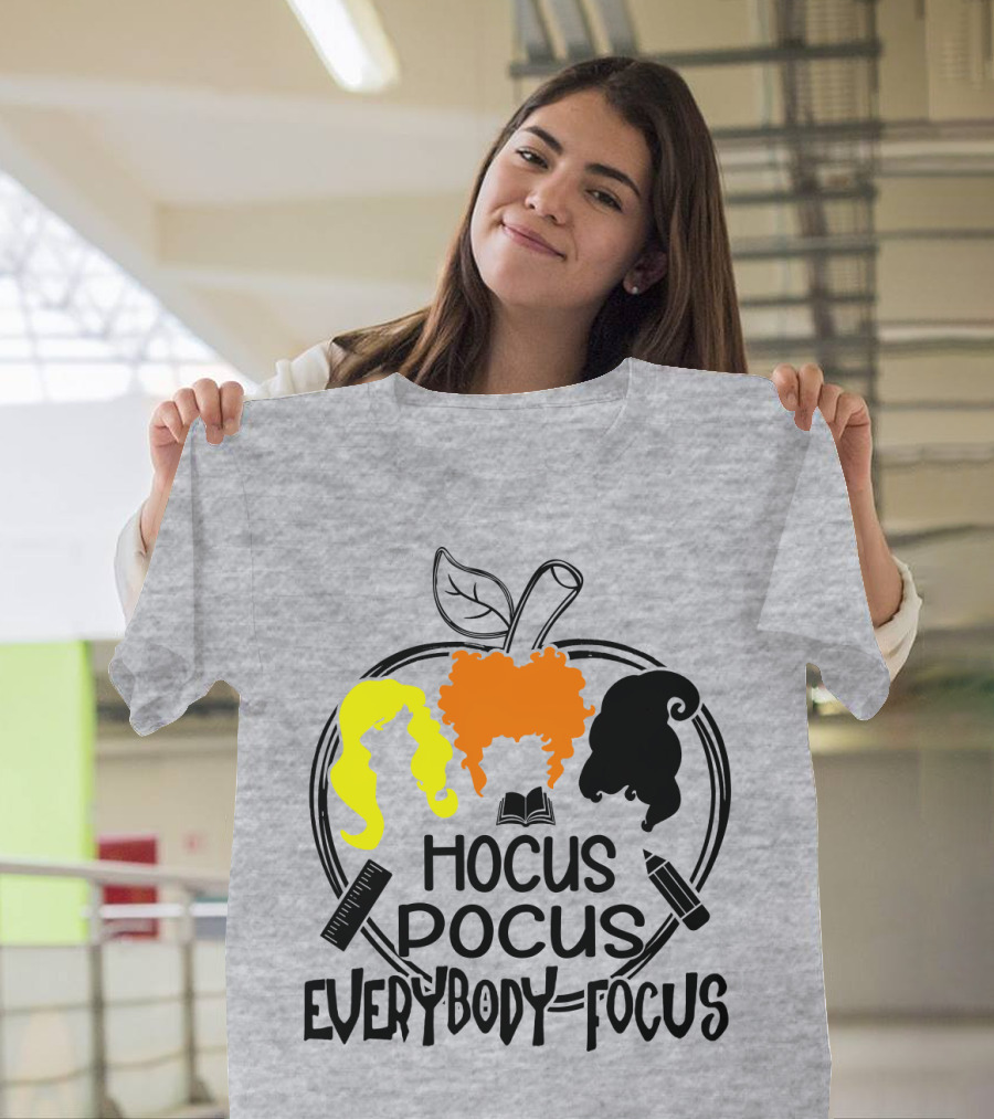 Hocus Pocus Everybody Focus Apple Hair Silhouettes Book Pencil Ruler T-Shirt