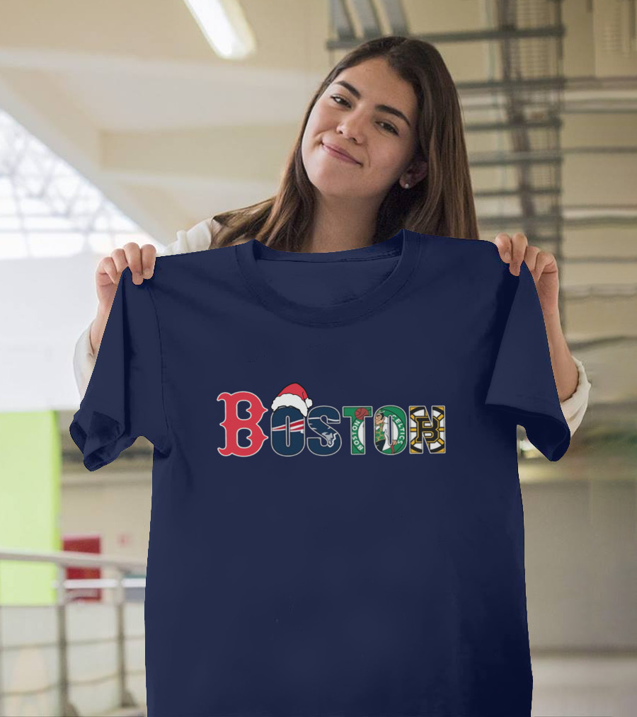 Boston Red Sox Patriots Celtics Bruins Christmas T-Shirt