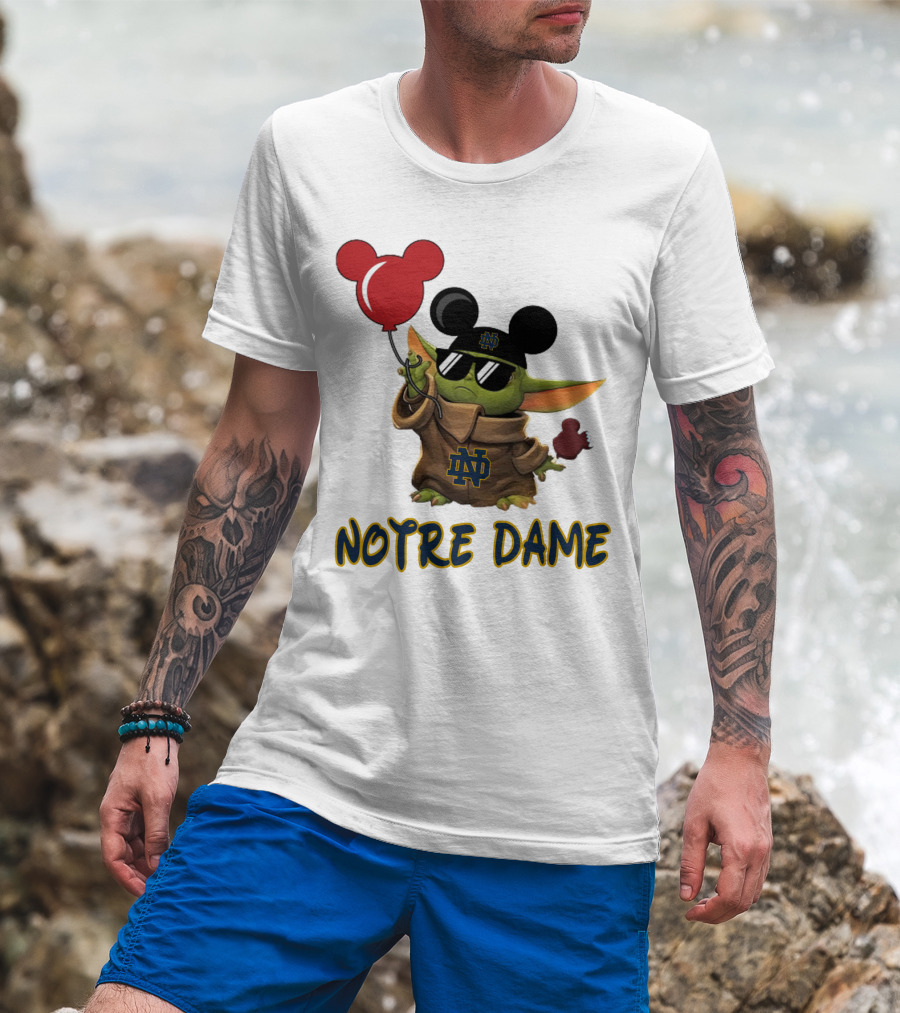 Notre Dame Baby Yoda Mickey Balloons T-Shirt
