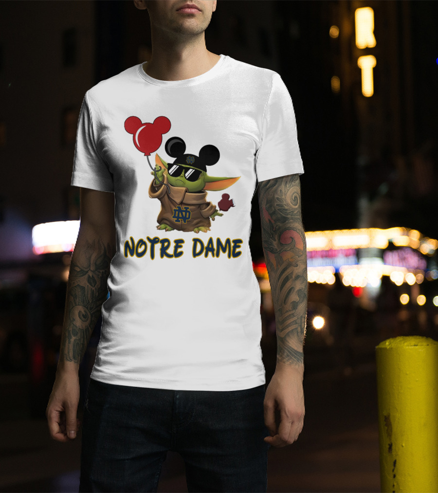 Notre Dame Baby Yoda Mickey Balloons T-Shirt