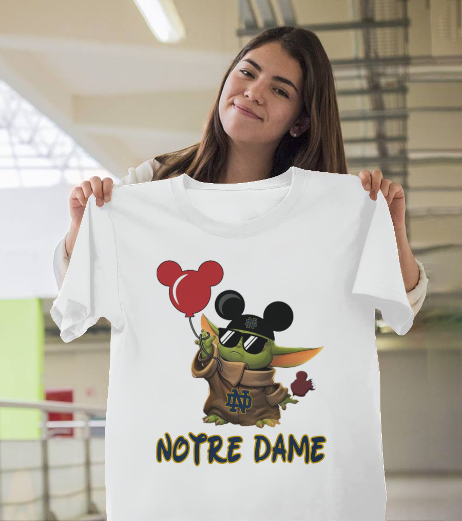 Notre Dame Baby Yoda Mickey Balloons T-Shirt