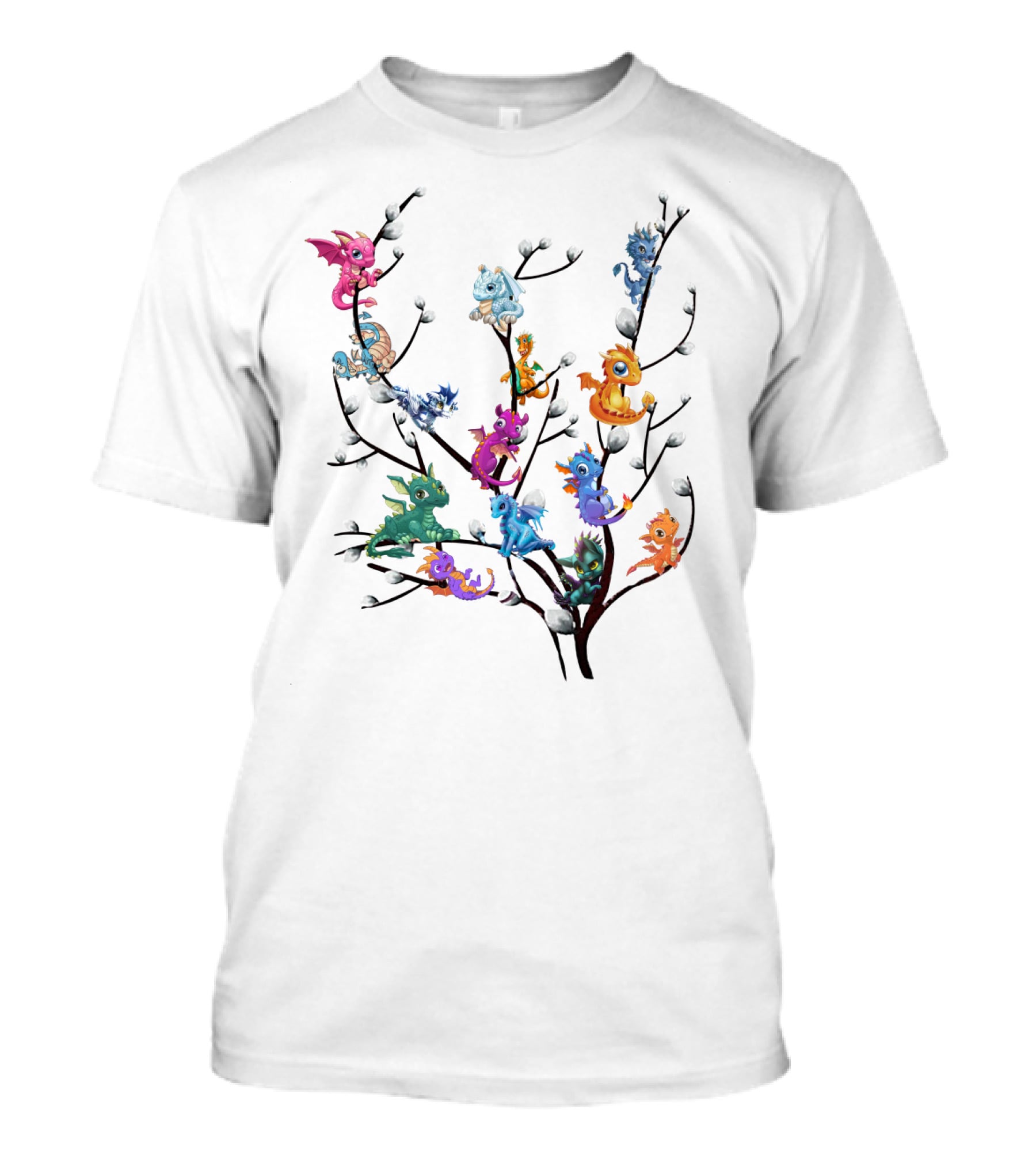Dragons On Willow Branch With Colorful Baby Dragons T-Shirt