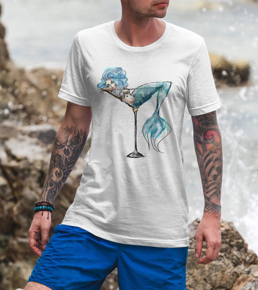Mermaid Relaxing IN Cocktail Glass T-Shirt