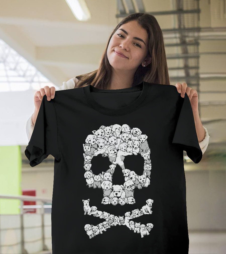 Skull Made of Playful Puppies and Dogs T-Shirt
