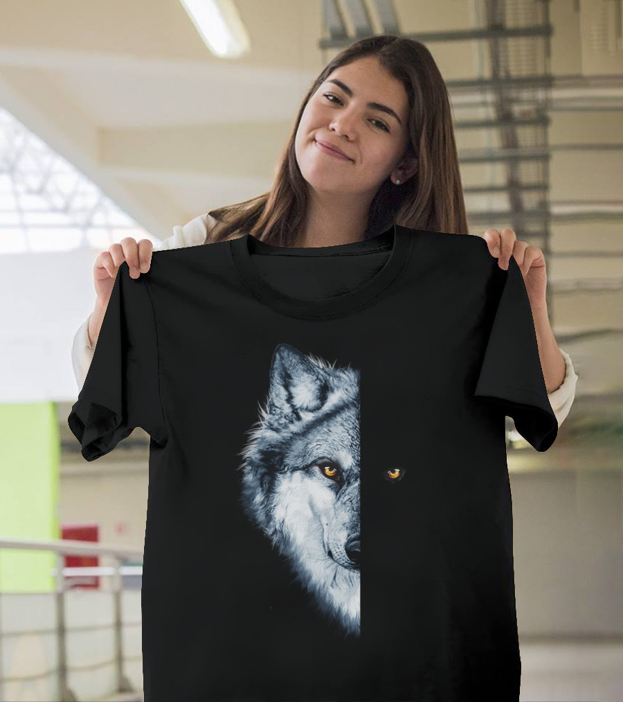 Wolf 2 Faces Half Hidden Dual Glare T-Shirt
