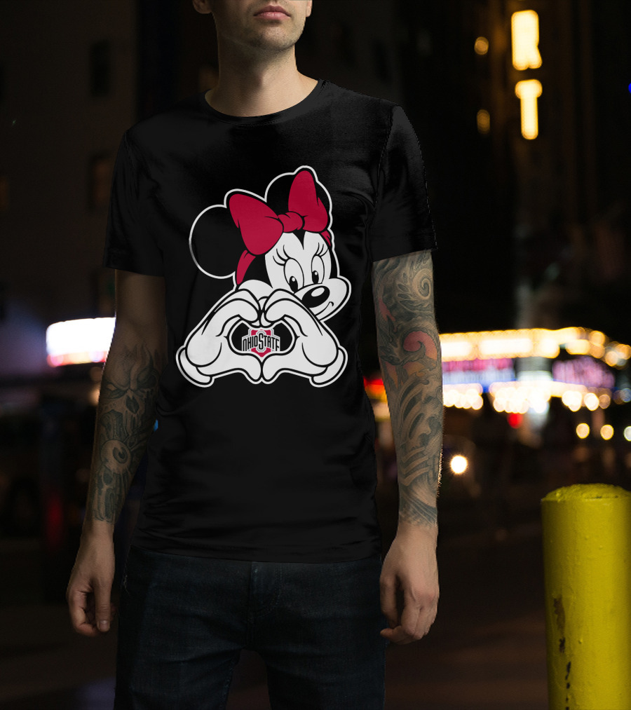 Ohio State Buckeyes Minnie Heart Hands T-Shirt