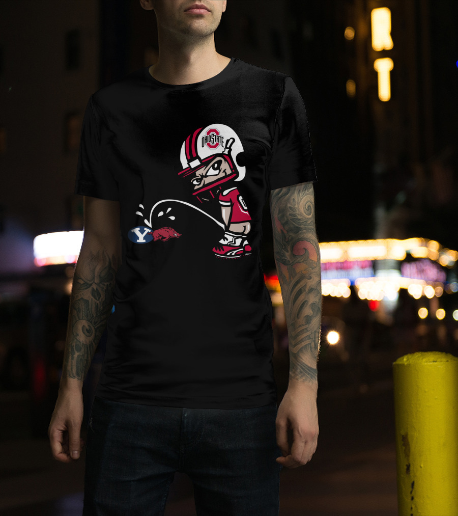 Ohio State Buckeyes College Football Rivalry Cartoon Helmet T-Shirt