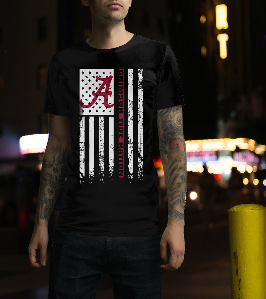 Alabama Crimson Tide Flag Crimson Tide Nation T-Shirt