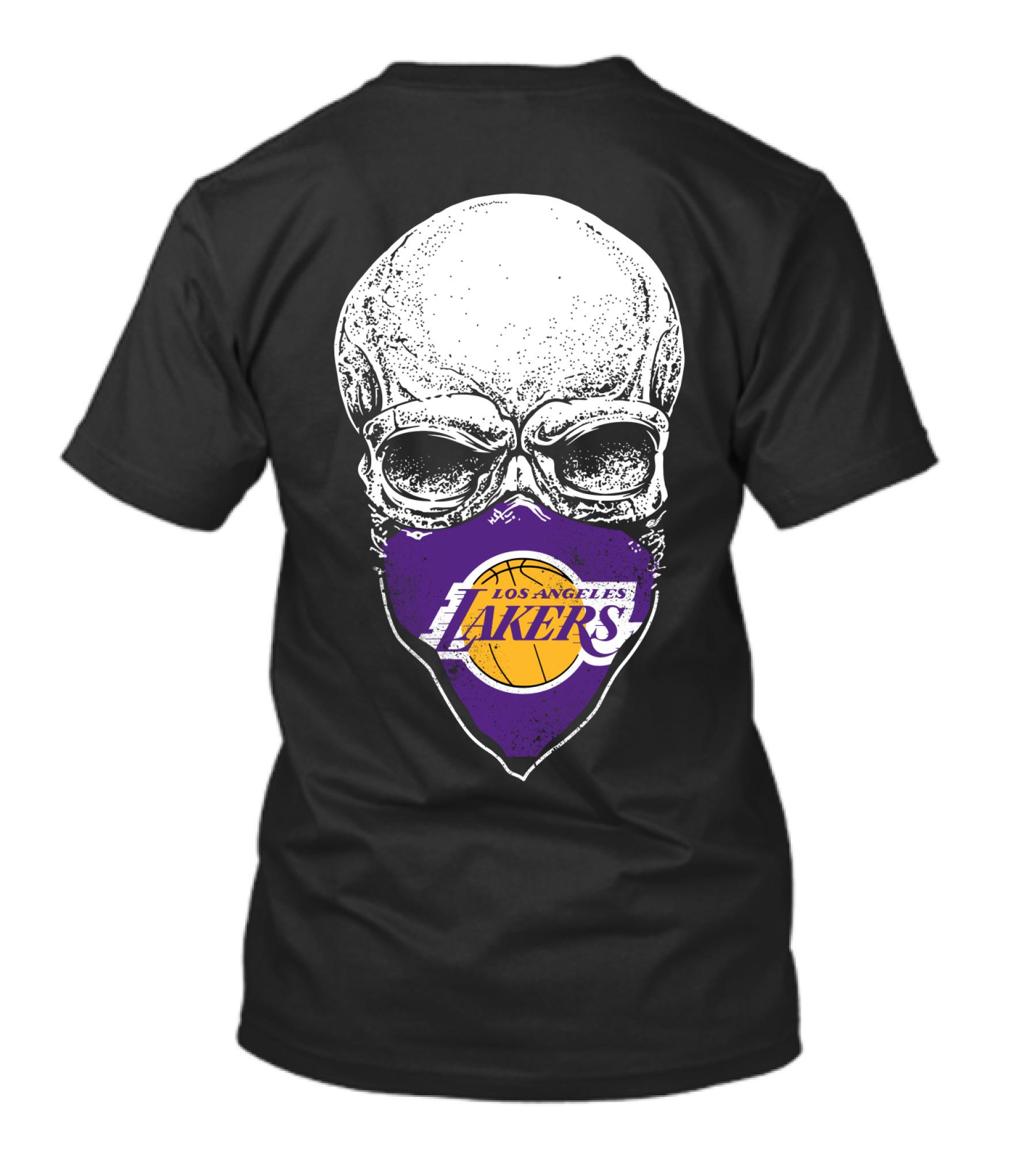 Los Angeles Lakers Skull Emblem With Purple And Gold Basketball Motif T-Shirt