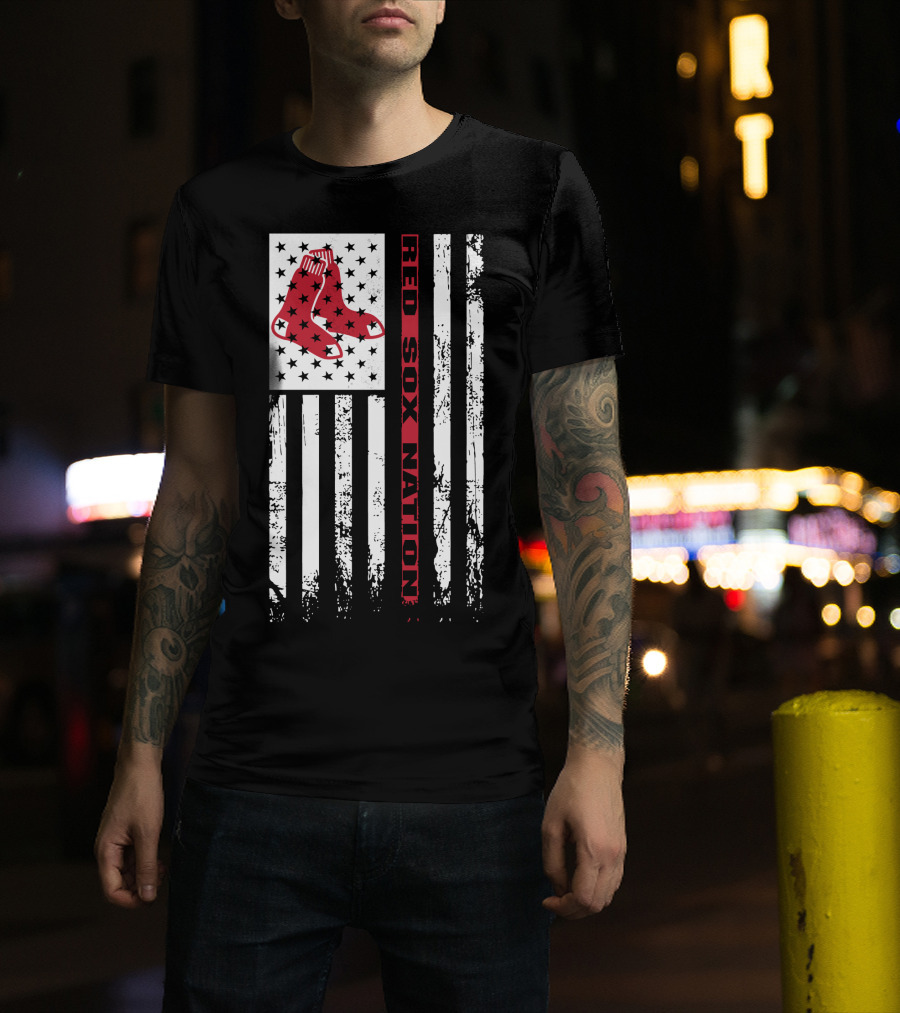 Red Sox Nation Boston Red Sox Stars And Stripes Flag T-Shirt