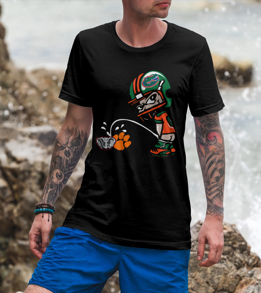 Florida Gators Clemson Tigers Alabama Crimson Tide Rivalry Football Helmet Cartoon T-Shirt