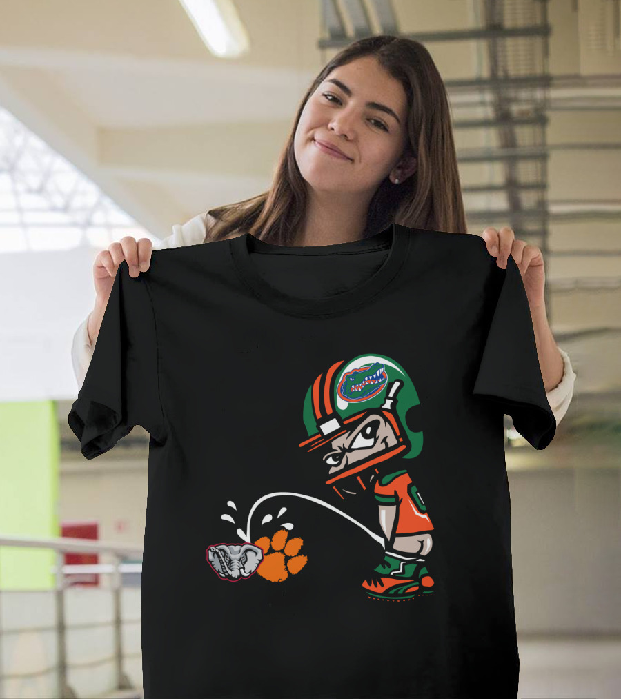 Florida Gators Clemson Tigers Alabama Crimson Tide Rivalry Football Helmet Cartoon T-Shirt