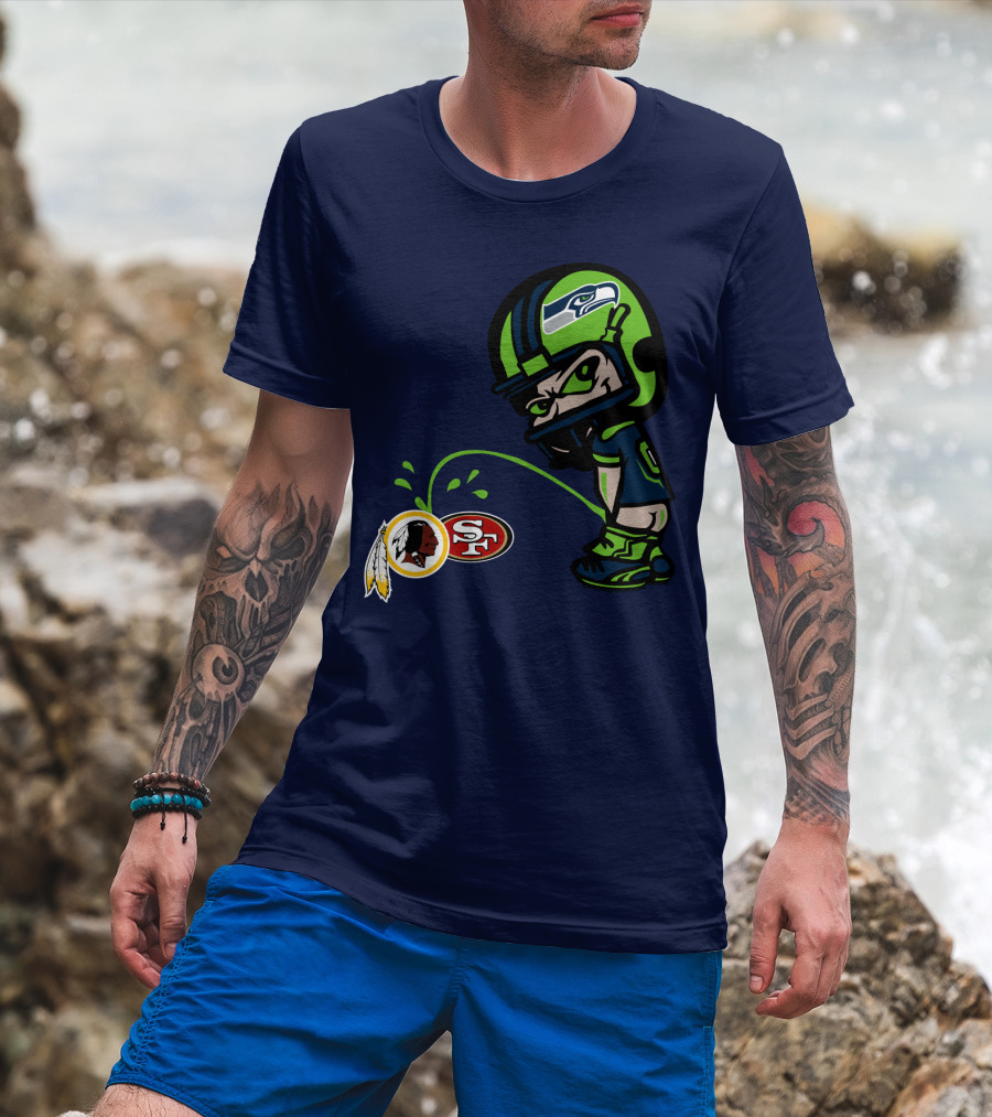 Seattle Seahawks Helmet Character Rival Teams Logos T-Shirt
