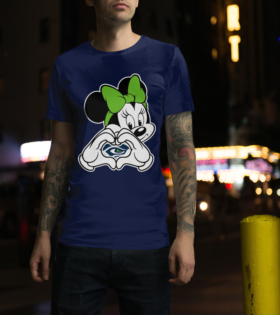Minnie Mouse Heart Hands Seattle Seahawks T-Shirt