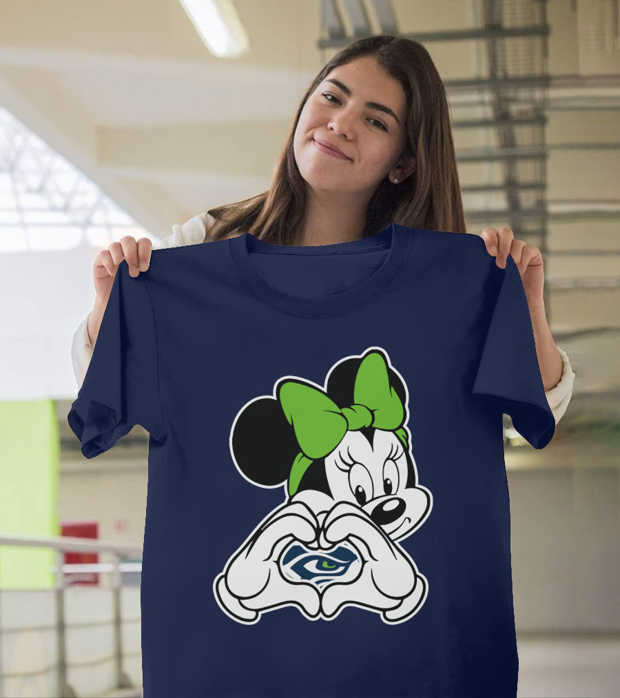 Minnie Mouse Heart Hands Seattle Seahawks T-Shirt