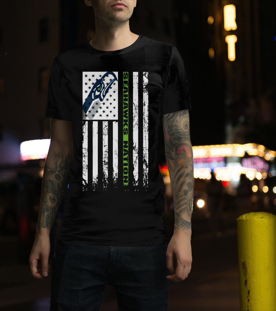 Seattle Seahawks Nation American Flag T-Shirt