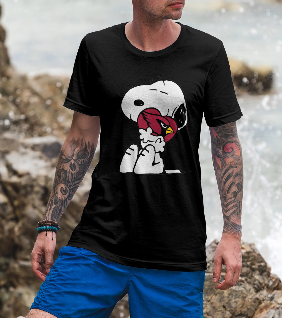 Snoopy Hugging Arizona Cardinals Heart T-Shirt