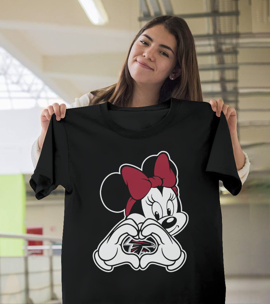 Minnie Mouse Atlanta Falcons Heart Hands T-Shirt