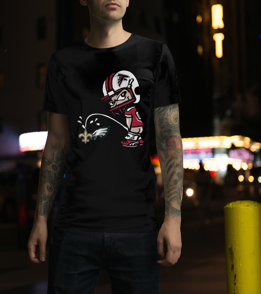 Atlanta Falcons Vs Saints Eagles Rivalry Humor Football Helmet Character T-Shirt