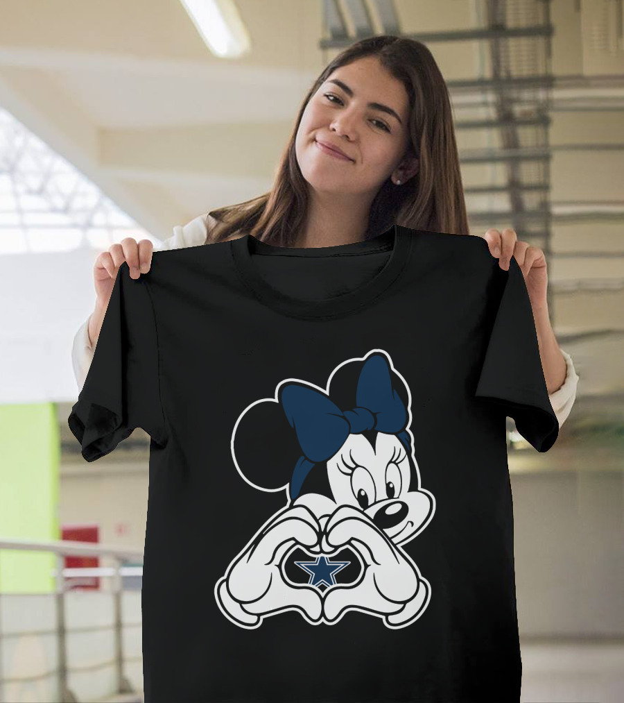 Cowboys Nation Dallas Star Minnie Mouse Heart Hands T-Shirt
