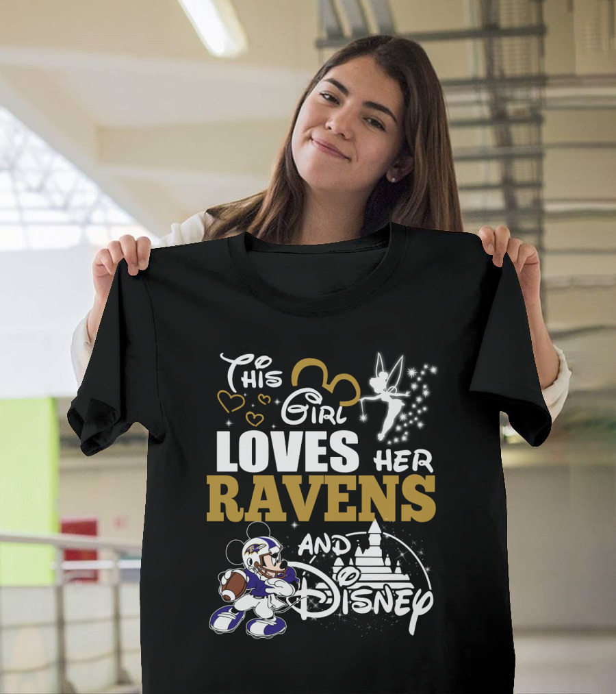 This Girl Loves Her Ravens And Disney T-Shirt