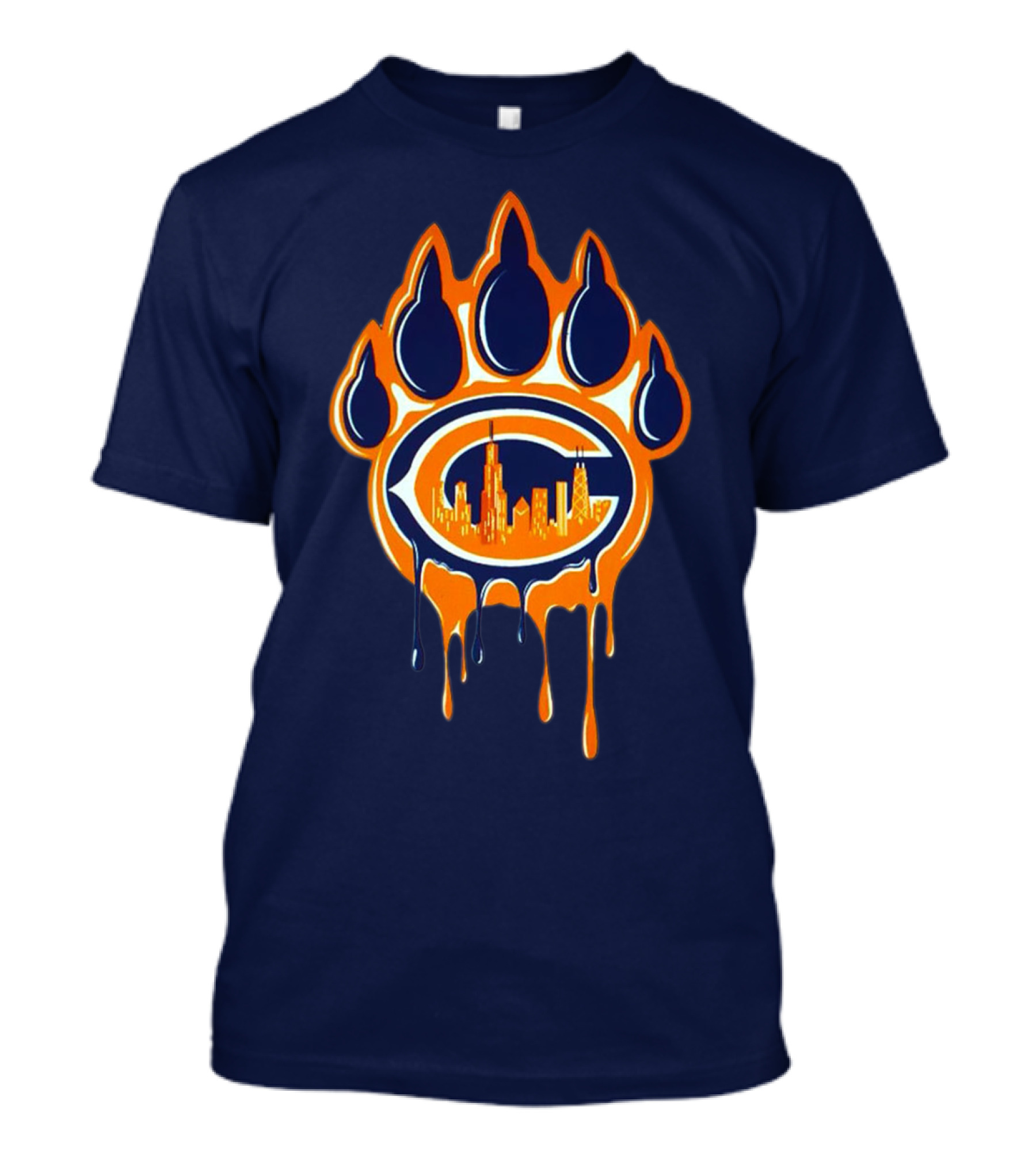 Chicago Bears Dripping Paw Print Skyline T-Shirt