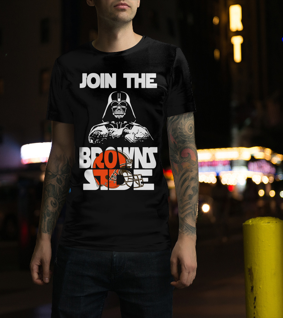 Join The Browns Side Cleveland Browns Darth Vader Helmet T-Shirt